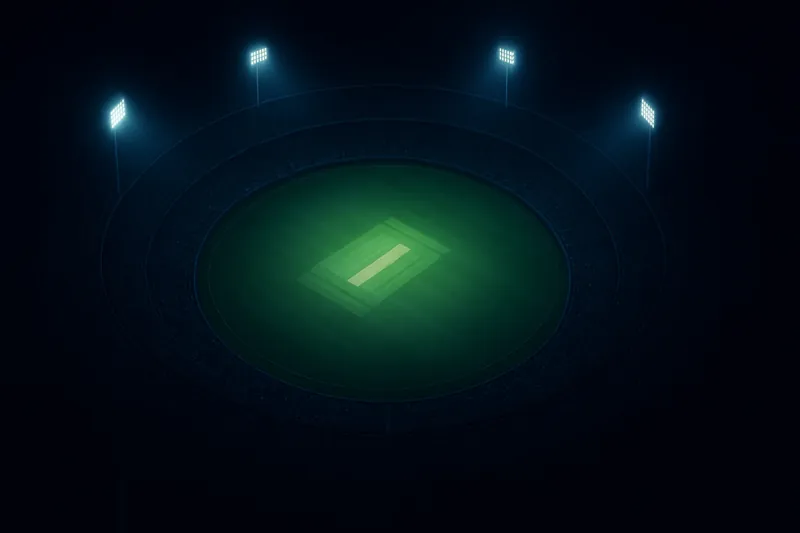 Night Cricket Stadium Aerial view of illuminated cricket stadium with packed stands at night