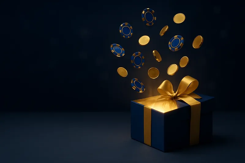 Luxury Bonus Gift Box Premium gift box opening with gold light, coins and casino chips
