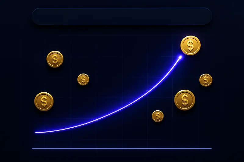 Neon Crash Game UI Mobile crash game interface with glowing curve graph and scattered coins